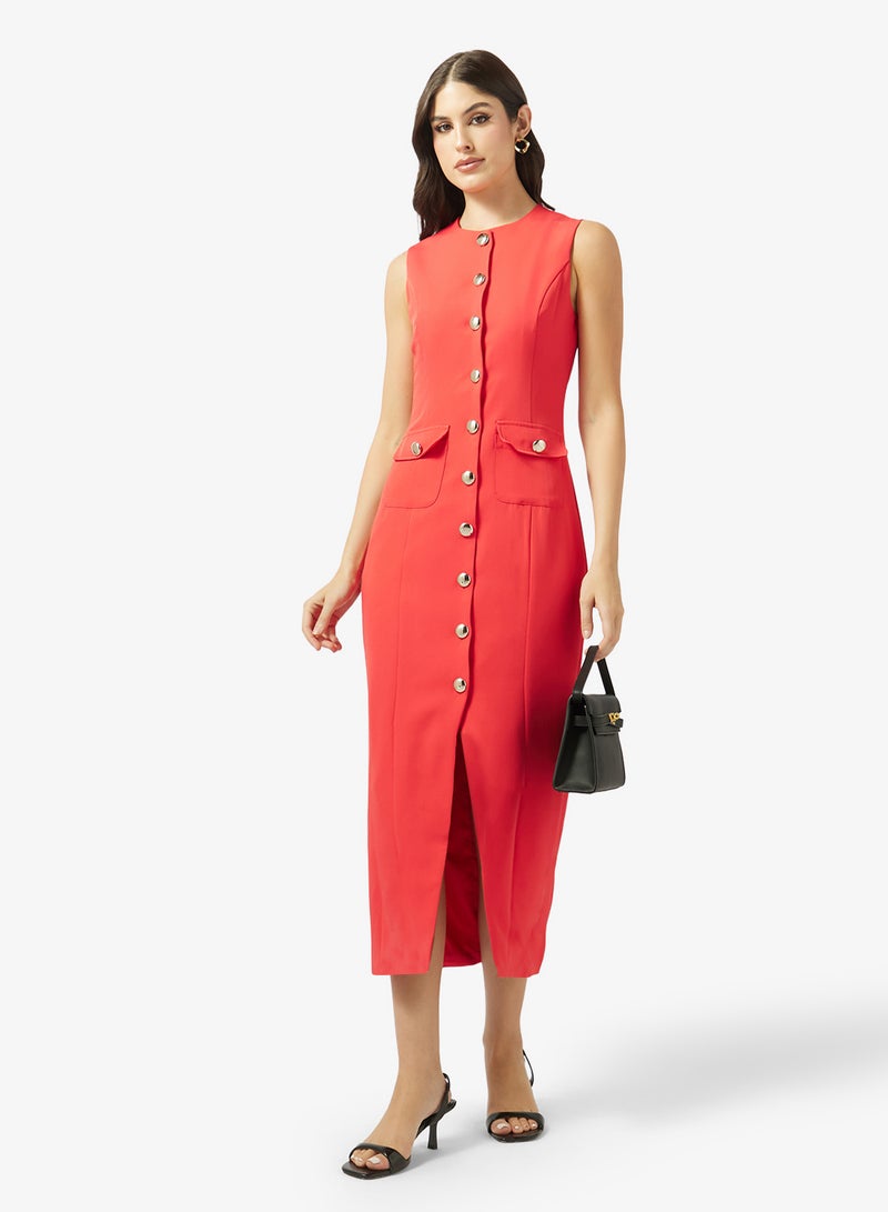 Style Cheat Button Pocket Detailed Tailored Dress - Image 4