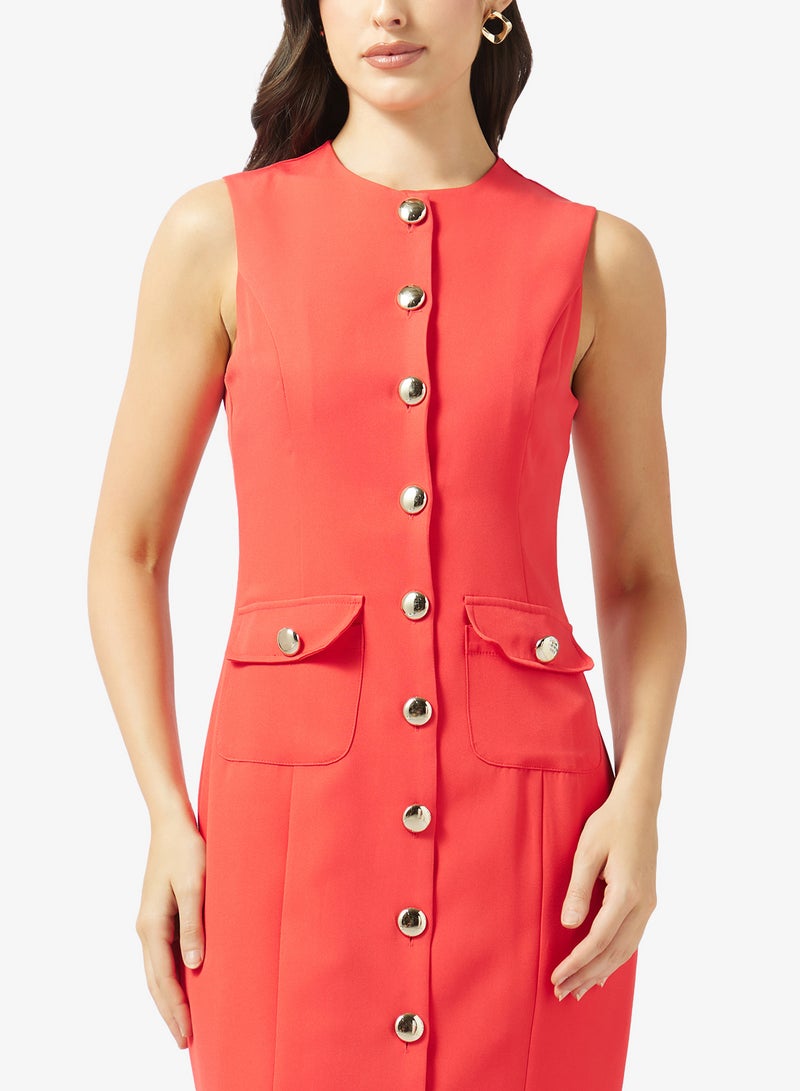 Style Cheat Button Pocket Detailed Tailored Dress - Image 3