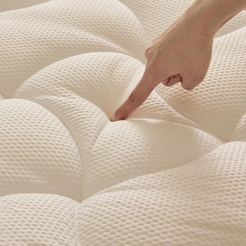 SLEEP ZONE وسادة مرتبة كاليفورنيا كينغ للتبريد من SLEEP ZONE، غطاء وسادة مرتبة بارد بمناطق متميزة، حماية مرتبة سميكة مبطن قابلة للتنفس والغسل، جيب عميق 8-21 بوصة (بيج، كال كينغ) - Image 2