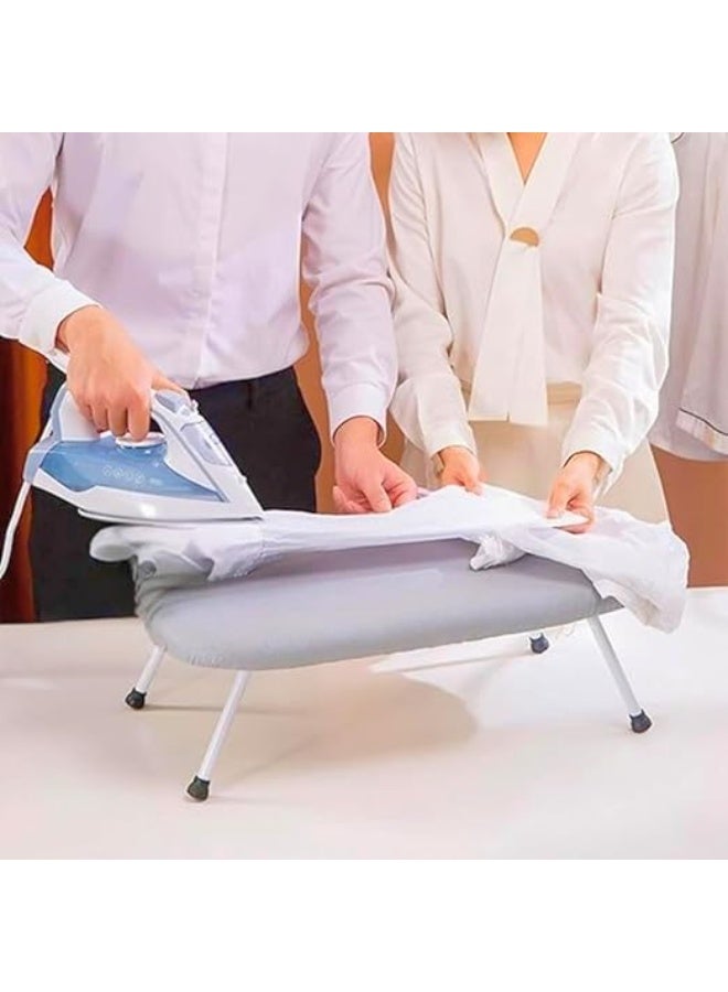 Portable Countertop Ironing Board Foldable Mini Ironing Table with Heat Resistant Cover Space Saving Ironing Station for Home and Travel Gray Color Lightweight Compact Folding Surface for Daily Use - Image 1