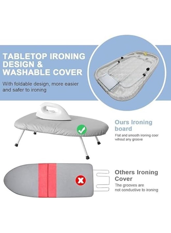 Portable Countertop Ironing Board Foldable Mini Ironing Table with Heat Resistant Cover Space Saving Ironing Station for Home and Travel Gray Color Lightweight Compact Folding Surface for Daily Use - Image 2