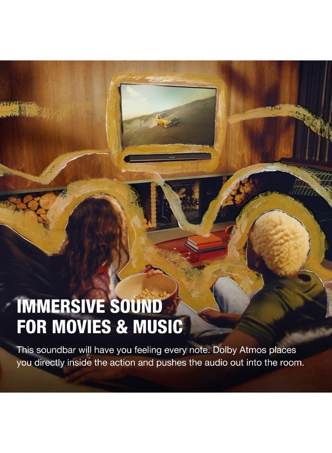 Marshall Heston 120 Dolby Atmos Soundbar – Immersive 3D Audio, Built-in Subwoofers, Multi-Wireless Connectivity, Integrated Music Services, Tactile Controls, Marshall App Compatible (Black) - Image 2