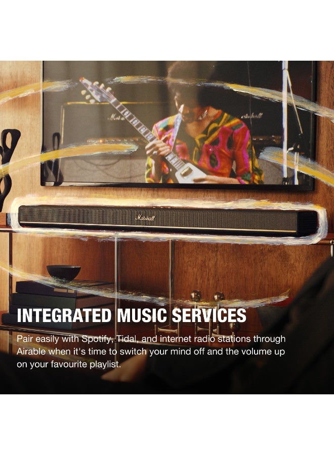 Marshall Heston 120 Dolby Atmos Soundbar – Immersive 3D Audio, Built-in Subwoofers, Multi-Wireless Connectivity, Integrated Music Services, Tactile Controls, Marshall App Compatible (Black) - Image 5