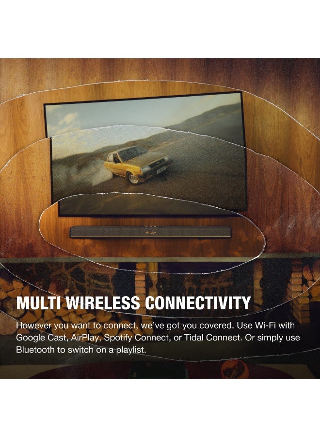 Marshall Heston 120 Dolby Atmos Soundbar – Immersive 3D Audio, Built-in Subwoofers, Multi-Wireless Connectivity, Integrated Music Services, Tactile Controls, Marshall App Compatible (Black) - Image 4