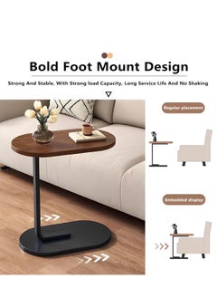 Arabest C-Shaped End Table, Small Side Table for Couch, Sofa Snack Table with Metal Frame for Living Room, Bedroom, Bedside (Black)  - Image 5