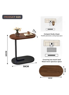 Arabest C-Shaped End Table, Small Side Table for Couch, Sofa Snack Table with Metal Frame for Living Room, Bedroom, Bedside (Black)  - Image 3