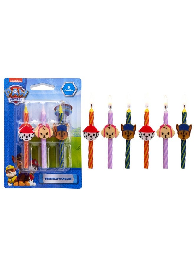 DecoPac PAW Patrol Birthday Cake Candles | 6 Birthday Candles for Cake Decorations, Red, Pink, Blue Candles Featuring Chase, Marshall, Skye | Cake Toppers for PAW Patrol Party - Image 1