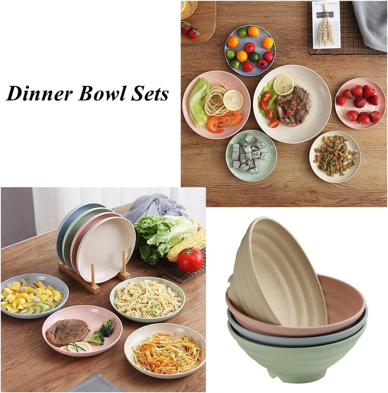 CAMBUY Wheat Straw Bowls Set 4 Pcs Unbreakable 32 Oz Cereal Bowls Dinner Bowl Sets Dishwasher  Microwave Safe 4 Pcs 32 Oz - Image 3