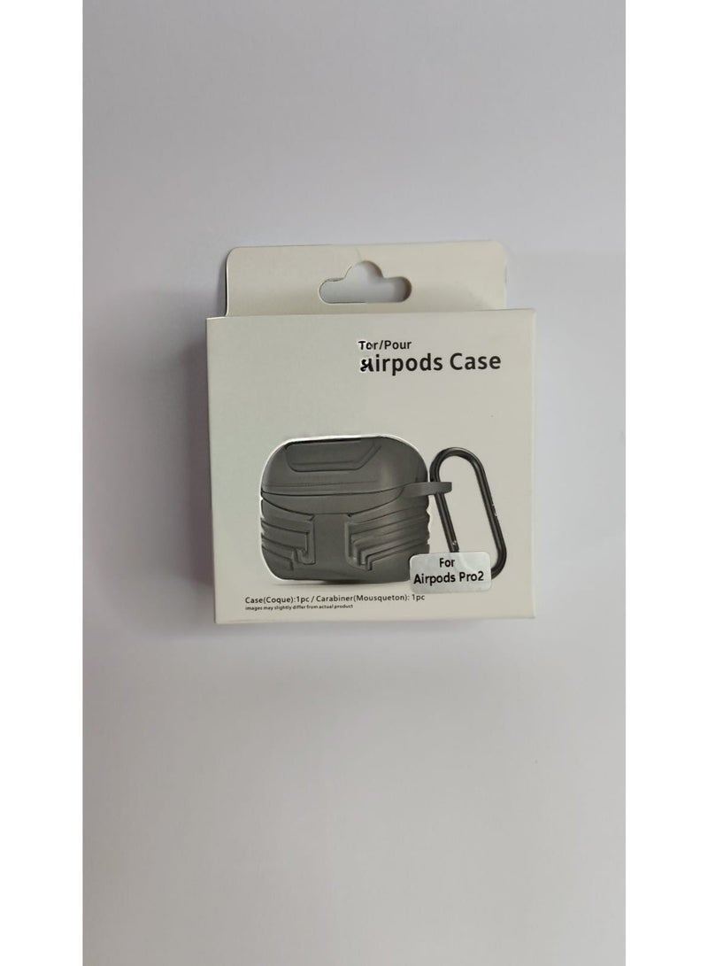 حافظة سيليكون لجهاز Airpods Pro 2 - Pro، تصميم مع سلسلة مفاتيح، غطاء واقٍ مقاوم للغبار, جراي - Image 3