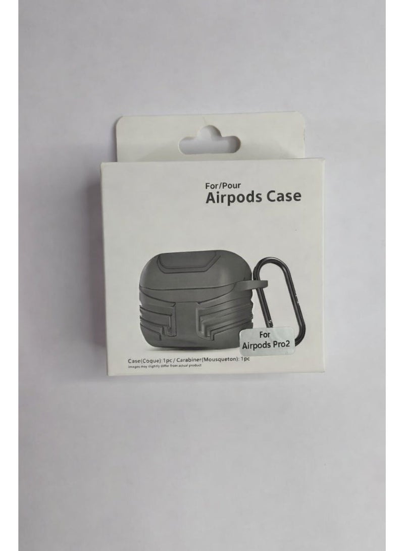 حافظة سيليكون لجهاز Airpods Pro 2 - Pro، تصميم مع سلسلة مفاتيح، غطاء واقٍ مقاوم للغبار, جراي - Image 2