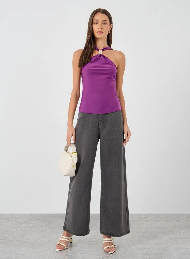 Styli Halter Neck Regular Fit Knit Top
