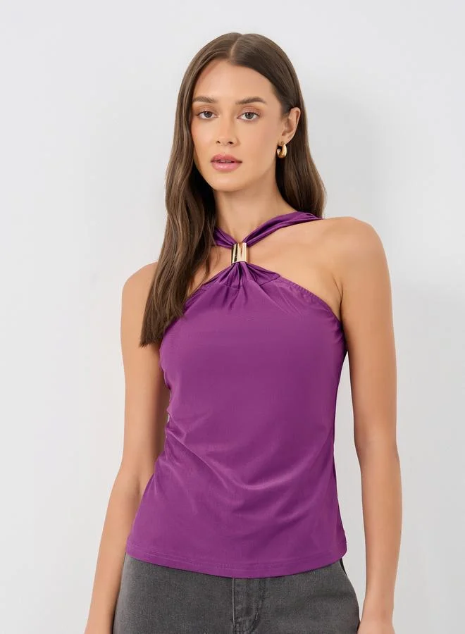 Styli Halter Neck Regular Fit Knit Top