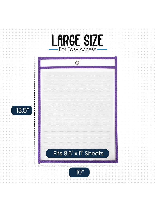 Essex Wares - 6 Pack Assorted Dry Erase Pocket Document Protectors 10 Wide X 13.5 Tall Dry Erase Clear Plastic Sleeves Reusable & Easy Erase Plastic Invoice Holders Waterresistant & Durable - Image 1