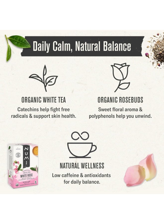 Numi Organic White Rose Tea 16 Non Gmo Tea Bags White Tea & Fragrant Rosebuds Low Caffeine 32G - Image 3