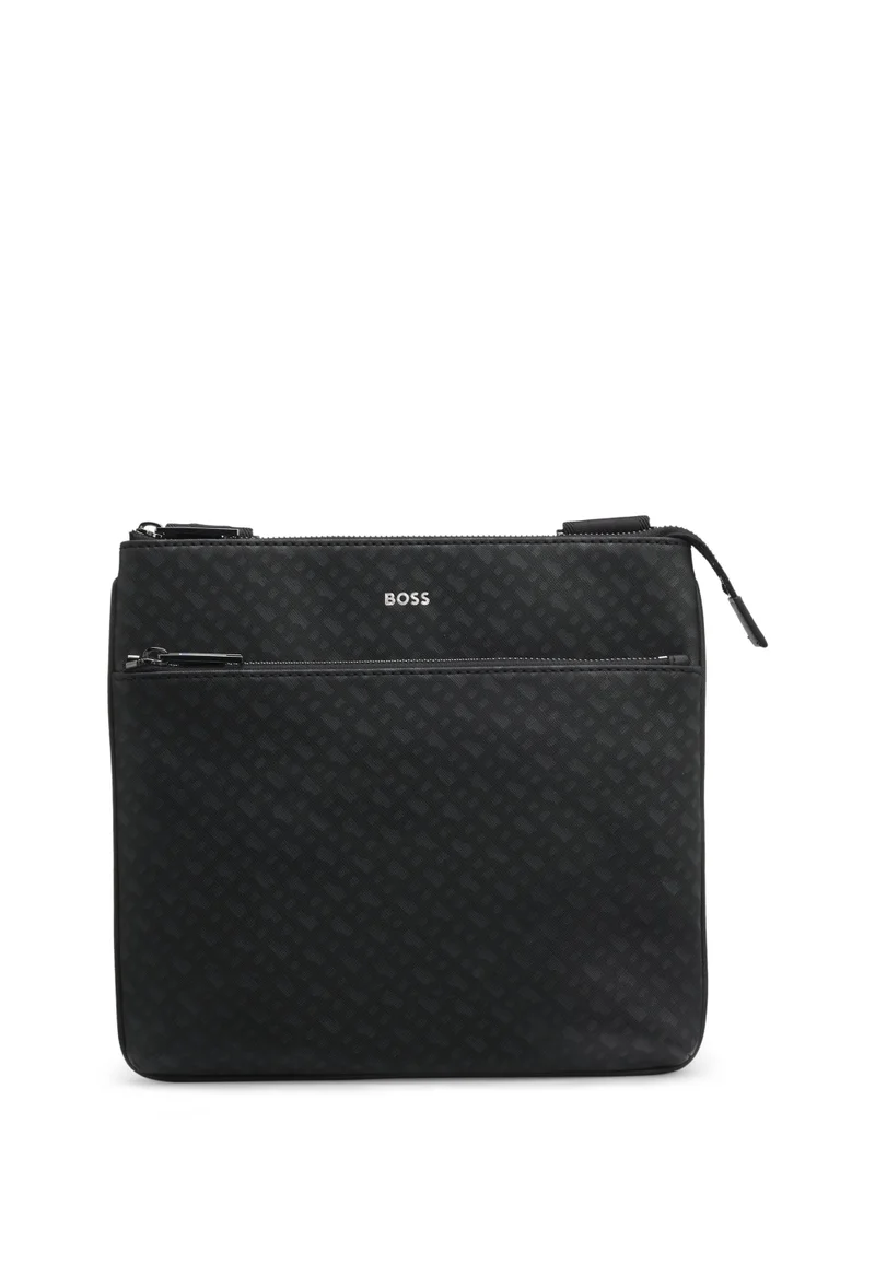 Monogram envelope bag with foil-embossed logo