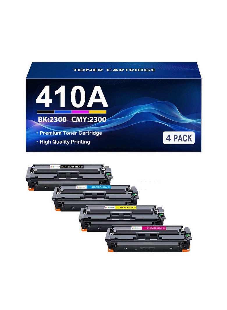 Compatible Toner Cartridges Replacement for HP CF410A 410X CF410X for Color LaserJet Pro M477fdw M477fnw M477fdn M452nw M377dw M452dn M452dw M477dw M477nw (Black Cyan Magenta Yellow, 4-Pack) - Image 1