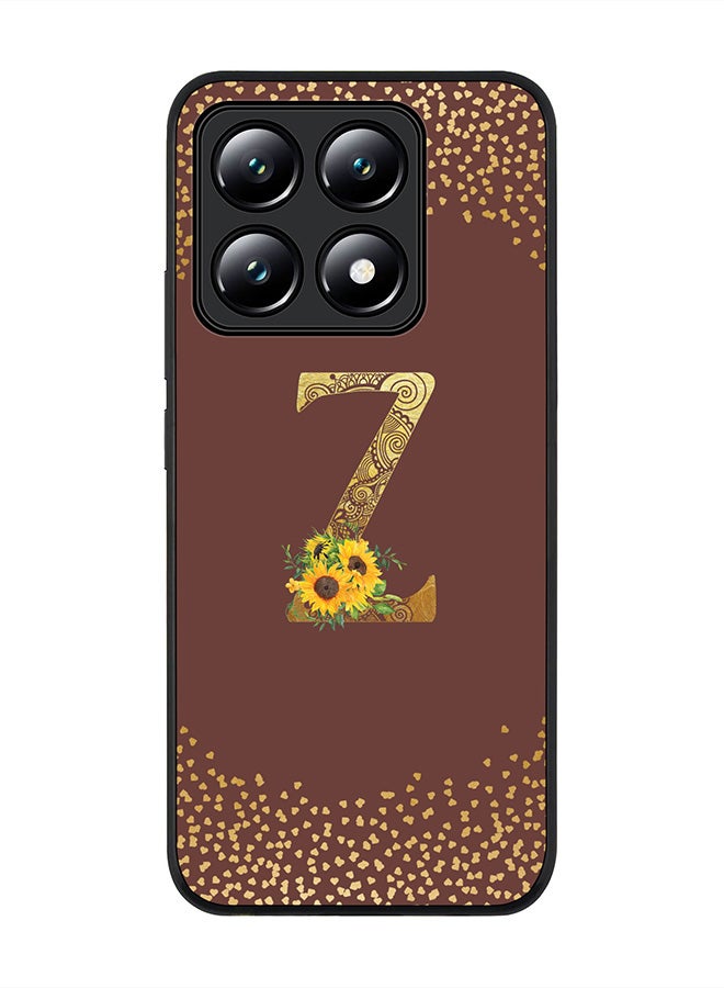 Stylizedd For Xiaomi 14T Case,Slim fit Camera Protection, Shockproof Thin Phone cover - Custom Floral Monogram - Z (Brown ) - Image 1
