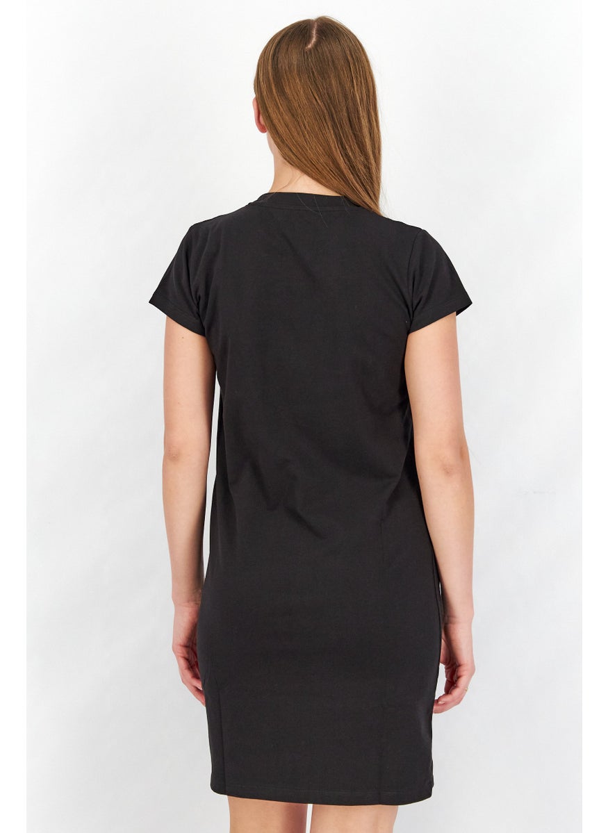 JOHN RICHMOND - Women Sportswear Fit Brand Logo Shirt Dress, Black - Image 1