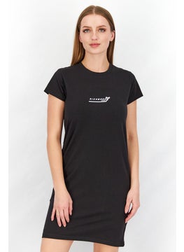 Women Sportswear Fit Brand Logo Shirt Dress, Black