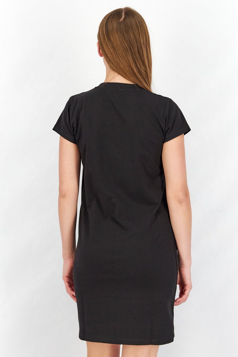 JOHN RICHMOND Women Sportswear Fit Brand Logo Shirt Dress, Black - Image 2