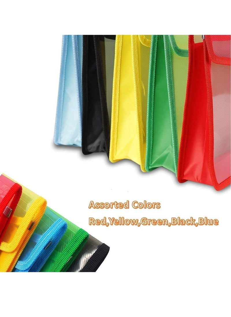 SYOSI - A4 Plastic Wallets, 5 Pcs Wallet Document Folder Premium Pockets Files Envelope with Snap Button and Card Slot for School Office Home, with Closure, Large Capacity - Image 1