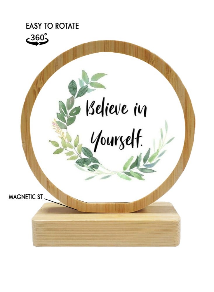 Service Zone Protective Printed White Round Shape Wooden Photo Frame for Table Top Believe In Yourself - Image 1