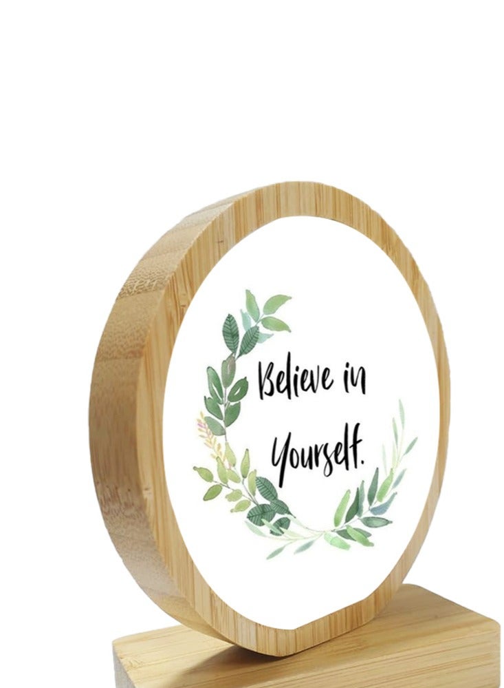 Service Zone Protective Printed White Round Shape Wooden Photo Frame for Table Top Believe In Yourself - Image 3