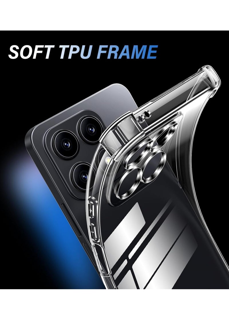 ELTRAZONE Case for Honor X8a with 2 Pieces Tempered Glass Screen Protector – Soft Clear TPU Cover, Shockproof Air Cushion Bumper Protection - Image 3