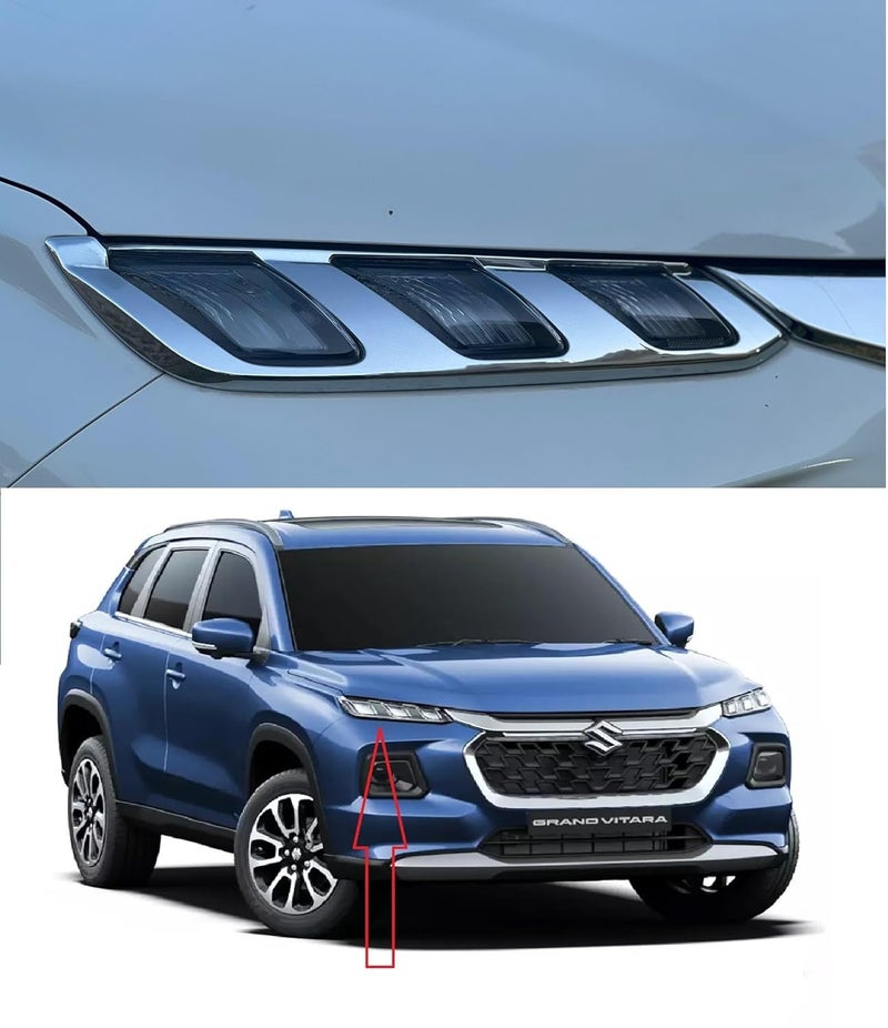 TRENDWALA Full Chrome Head-Light Strips/Frame for Grand Vitara (Set of 2-pcs) - Image 1