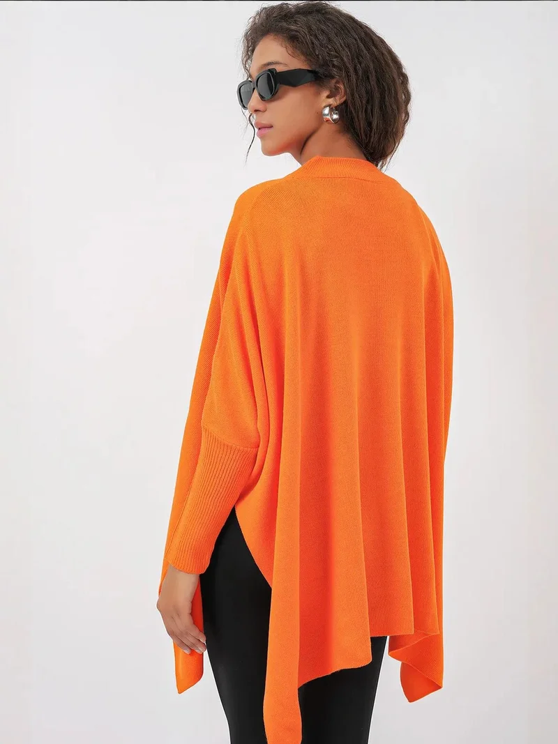 Big Dart Pumpkin Orange BDART Oversized Acrylic Crew Neck Jumper for Women | Best Price UAE