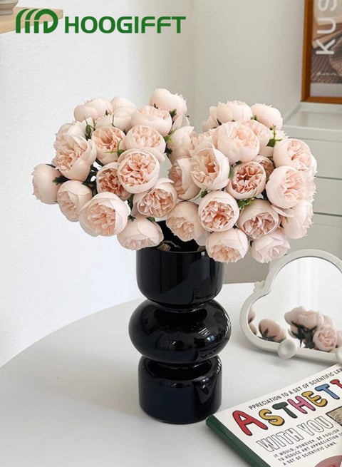 2-Bundle Artificial Little Rose Bouquet/Simulation Rose Bouquet Suitable for Home Living Room Bedroom Dining Room Party Decoration Pink 22 x 31 Centimeter