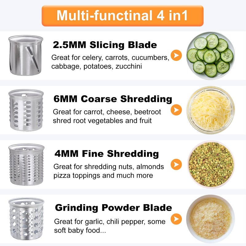 KINGEAGLE Large Stainless Steel Slicer Shredder Attachment for KitchenAid Mixers,Dishwasher Safe Vegetable Cheese Grater Accessories with 4 Cutting Blades by KINGEAGLE - Image 5