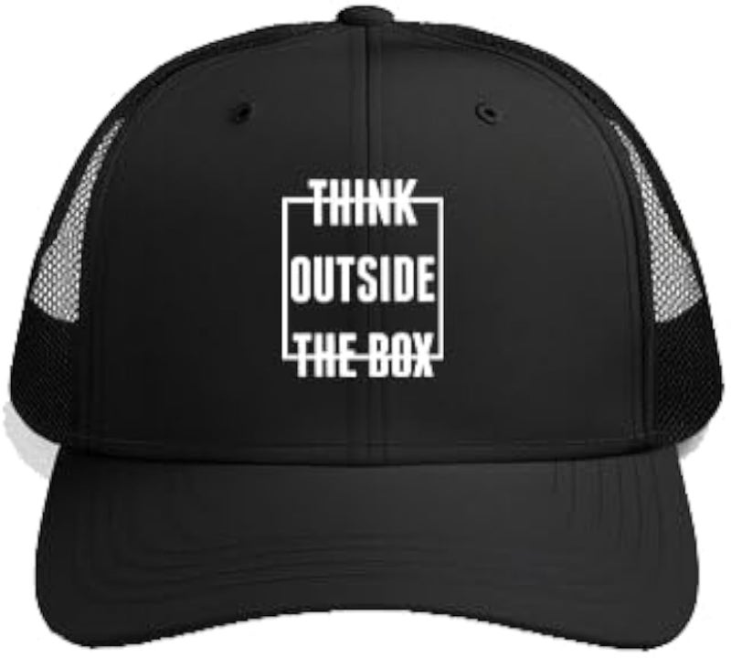 THINK OUTSIDE THE BOX Plain unisex baseball cap Black