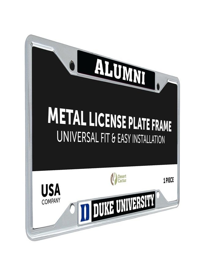 Desert Cactus Duke University License Plate Frame Blue Devils Metal Car Tag Holder for Front or Back of Car Officially Licensed (Silver Frame - Alumni - Black) - Image 1