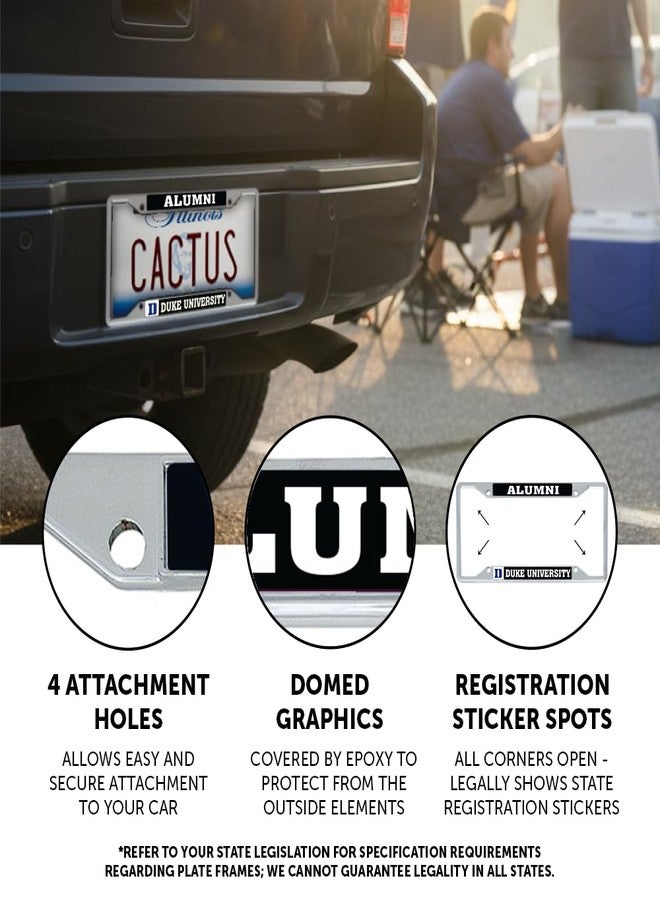 Desert Cactus Duke University License Plate Frame Blue Devils Metal Car Tag Holder for Front or Back of Car Officially Licensed (Silver Frame - Alumni - Black) - Image 3