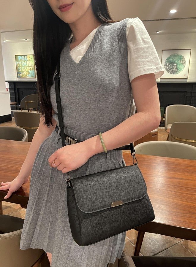 Iswee Genuine Leather Crossbody Purses for Women Shoulder Bag Leather Pocketbooks Ladies Crossbody Handbags Small (Black) - Image 2