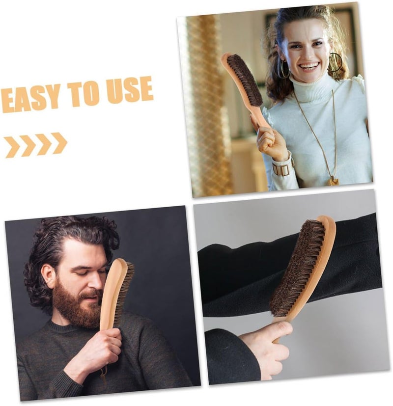 Beavorty Clothes Dust Brush and Anti-Static Felt Cap Cleaning Brush 2pcs Set with Soft Horsehair Bristles for Garment and Hat Dust Removal - Image 3