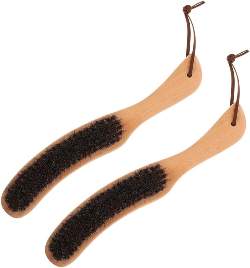 Beavorty Clothes Dust Brush and Anti-Static Felt Cap Cleaning Brush 2pcs Set with Soft Horsehair Bristles for Garment and Hat Dust Removal - Image 1