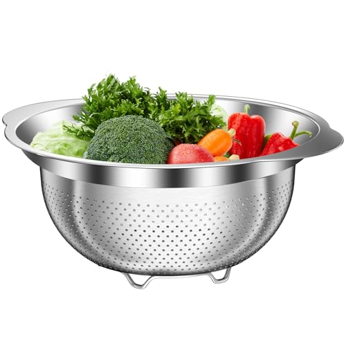 STOCKPOT Stainless Steel Colander for Kitchen, 5 Quarts Stainless Steel Strainer, Pasta Strainer for Spaghetti Fruits Vegetables Cooking Food, Large Capacity with Handle Kitchen Food Strainer Basket - 1 Pack - Image 1