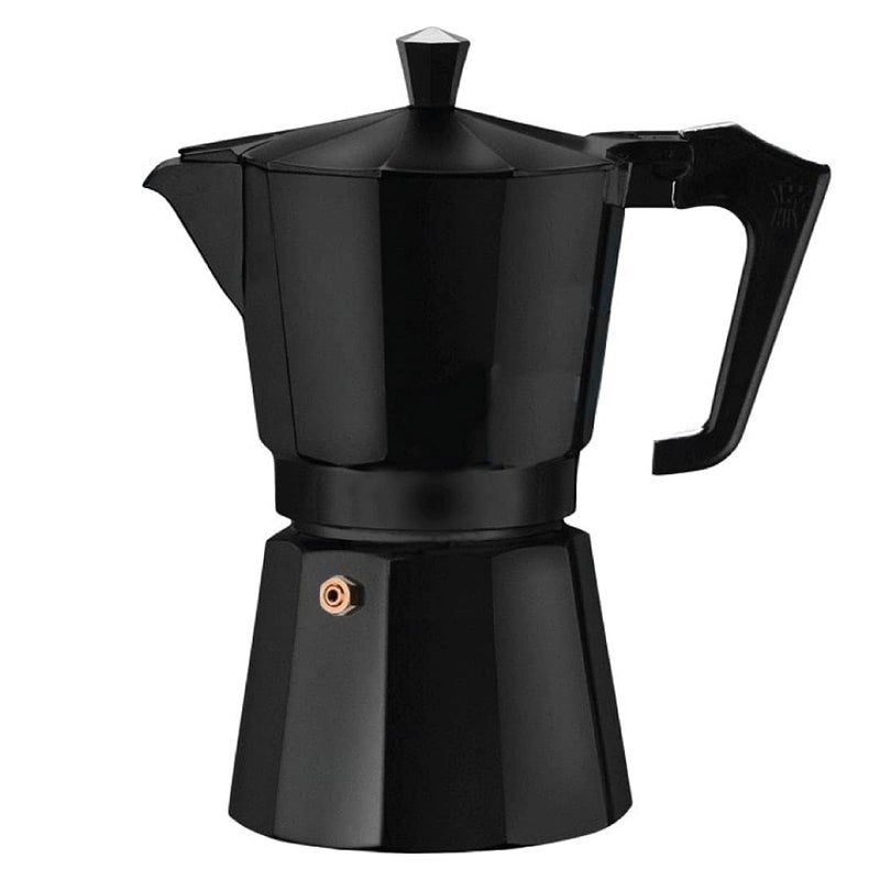 HETZON SALES Aluminum Stovetop Espresso Maker 6Cup Moka Pot Percolator Italian Coffee Maker Filter Kaapi Coffee Espresso Gas or Electric Stovetop Black 300 ml - Image 1