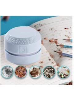Mini Portable Handheld Cordless Tabletop Crumb Sweeper Desktop Vacuum Cleaner, Cleaning Hairs, Crumbs, Computer Keyboard of Gifts for Kids (Blue)