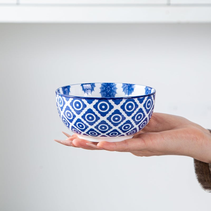 Cerkik Ceramic Dessert Bowls Set - 11 Oz Small Ice Cream Bowl for kitchen - 4.7 Inch Porcelain Cereal Bowl for Fruits  Salad  Side Dishes  Ramen - Microwave Dishwasher Safe - Set of 6 - Vintage Blue - Image 2