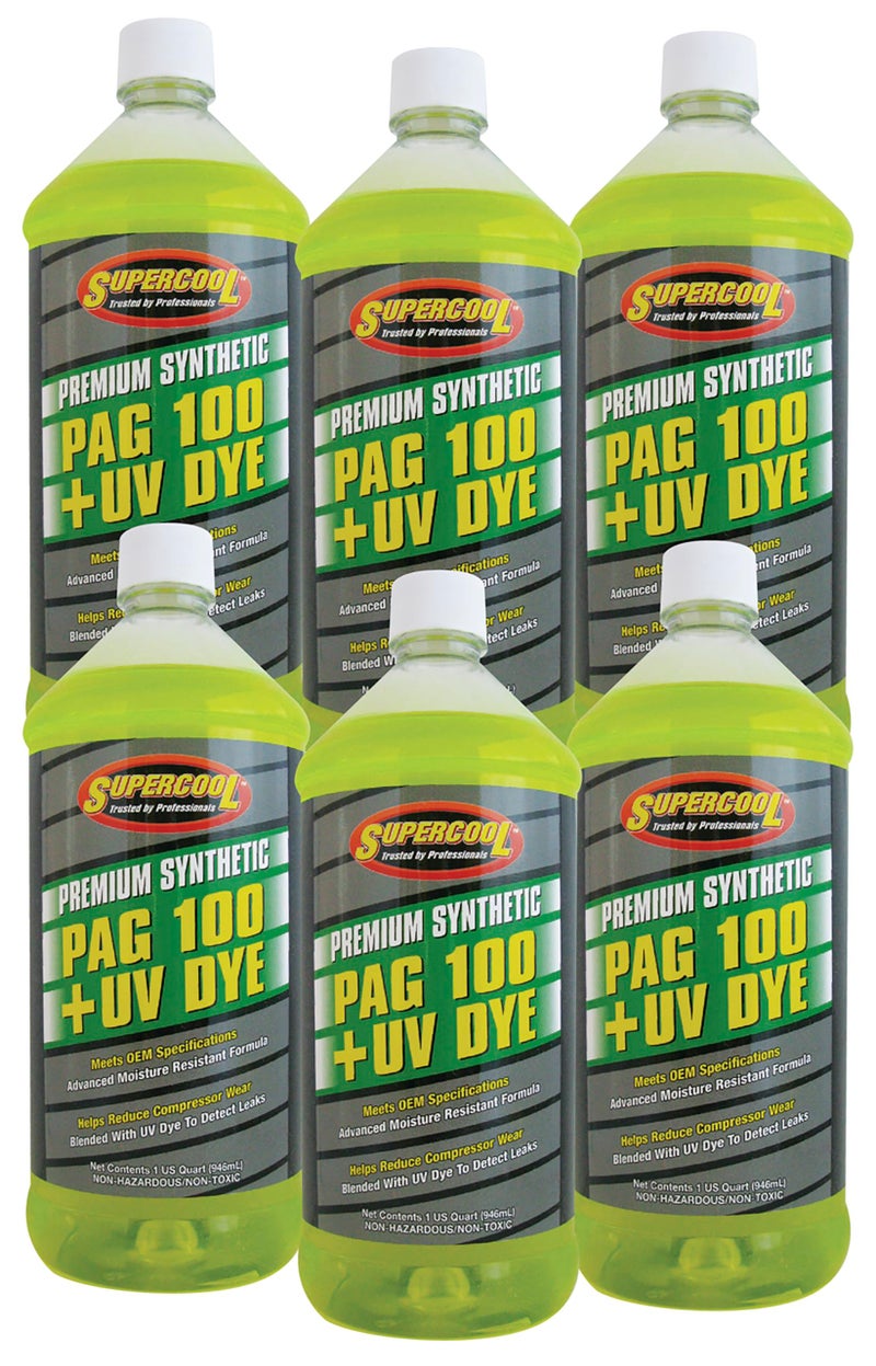 TSI Supercool P10032D6CP 100 PAG Viscosity Oil Plus UV Dye 32 oz 6 Pack