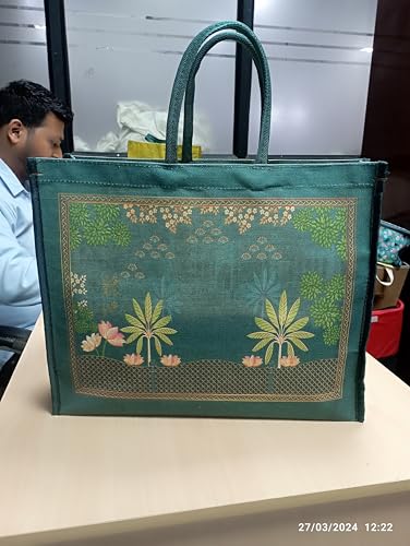 SHIBUI Big Heavy Duty Large Eco Waterproof Cotton Canvas Cloth Grocery Shopping Bag for Men Ladies Vegetable Milk Fruits with Hand Carry Handle Lunch Box Jhola Tote Bags. (Pack of 3) - Image 2