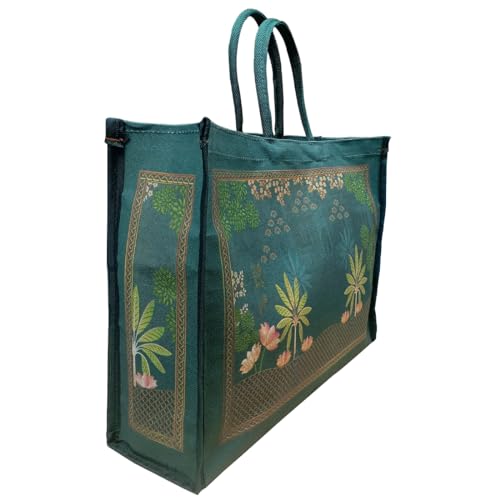 SHIBUI Big Heavy Duty Large Eco Waterproof Cotton Canvas Cloth Grocery Shopping Bag for Men Ladies Vegetable Milk Fruits with Hand Carry Handle Lunch Box Jhola Tote Bags. (Pack of 3) - Image 3
