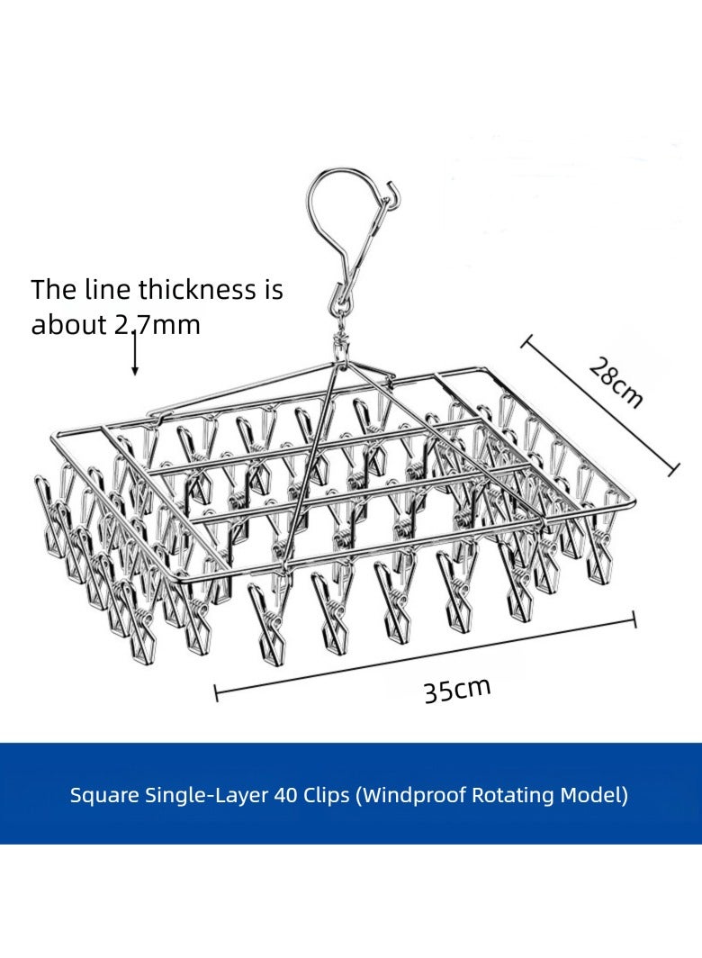 Multifunctional stainless steel square sock clip, clothespin, drying rack.40 clips perfectly solve your clothes drying problems, easily dry all kinds of clothes and socks, durable, and ideal for your family drying - Image 2