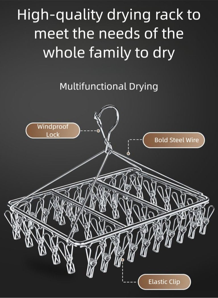 Multifunctional stainless steel square sock clip, clothespin, drying rack.40 clips perfectly solve your clothes drying problems, easily dry all kinds of clothes and socks, durable, and ideal for your family drying - Image 3