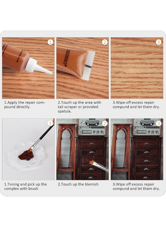 SEISSO Wood Furniture Repair Kit - Set of 42 Furniture Repair Wood Fillers, Markers and Wax Sticks - Image 4