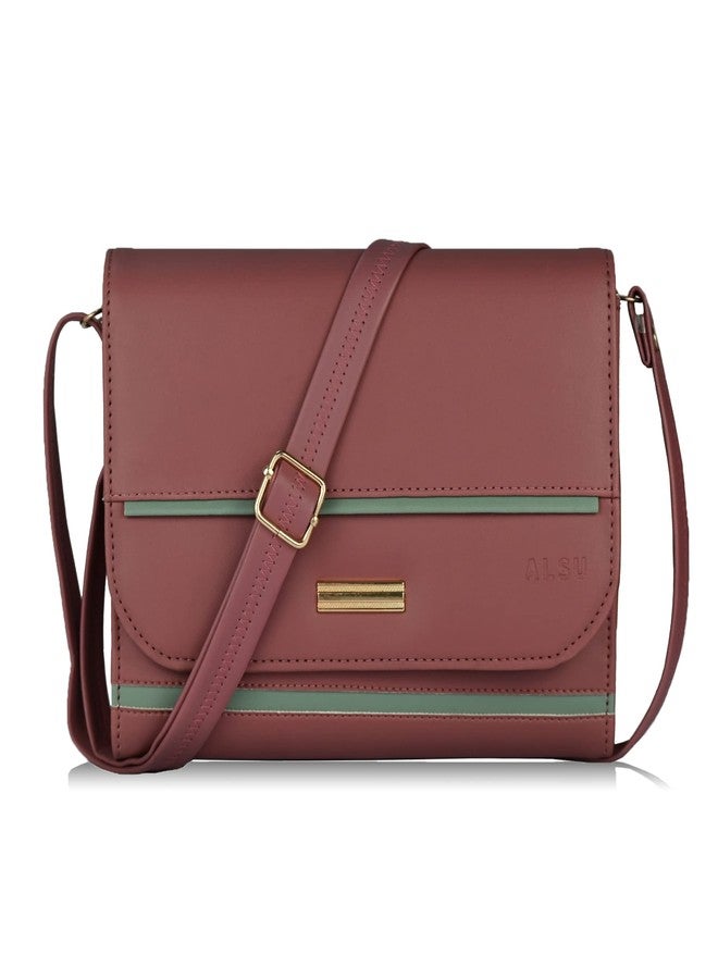 ALSU Women's trendy Sling Bag | handbag | purse | crossbody bag| deattachable straps | adjustable straps |card slots 4| side bag| phone pocket (Peach) - Image 1