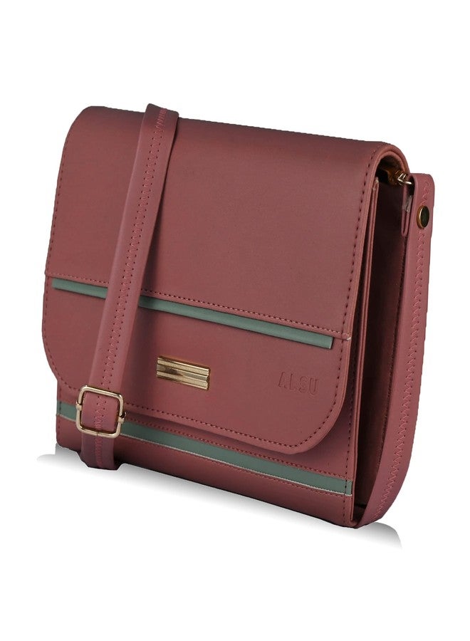 ALSU Women's trendy Sling Bag | handbag | purse | crossbody bag| deattachable straps | adjustable straps |card slots 4| side bag| phone pocket (Peach) - Image 2